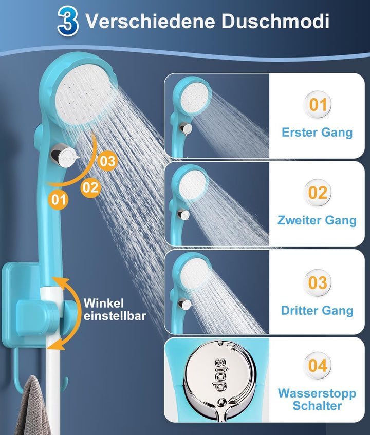 WADEO Tragbare Campingdusche Akku mit Pumpe, Camping Dusche Outdoor mit wiederaufladbarem 4500-mAh-A
