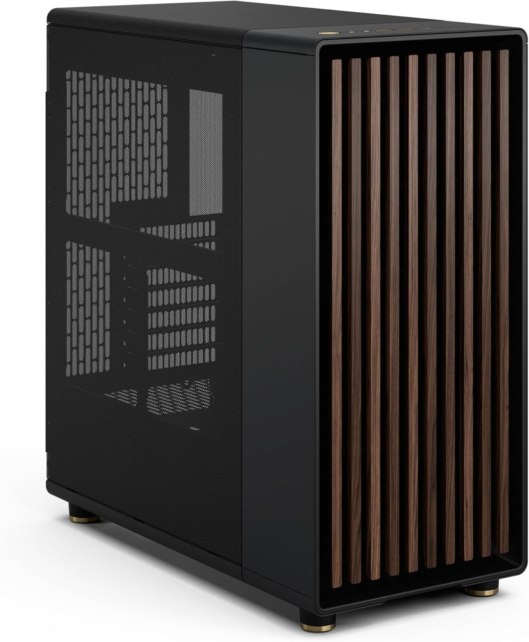 Fractal Design North Charcoal Black - Wood Walnut Front - Mesh Side Panels - Two 140mm Aspect PWM Fa