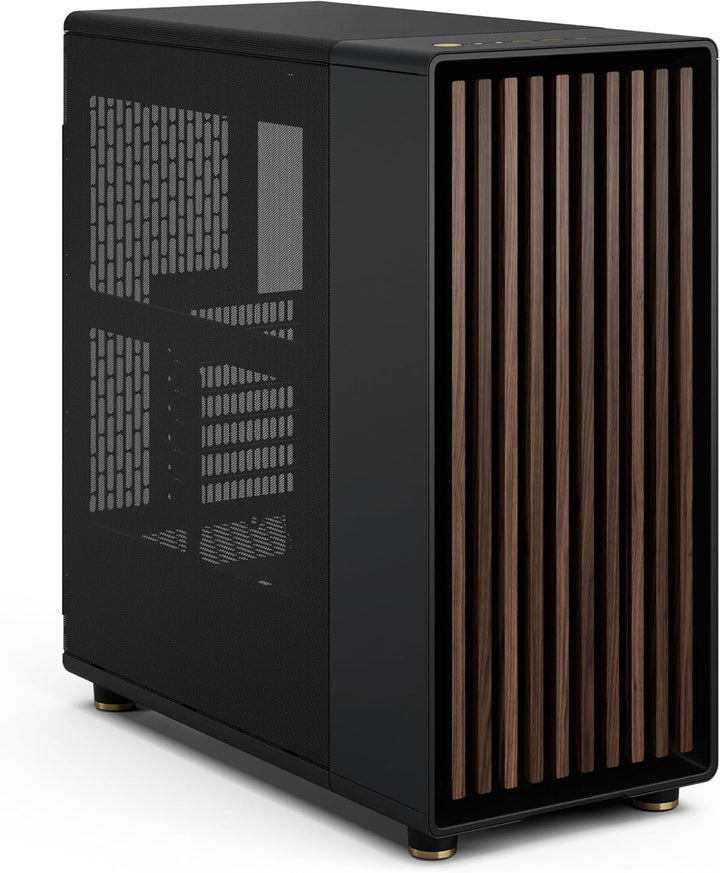 Fractal Design North Charcoal Black - Wood Walnut Front - Mesh Side Panels - Two 140mm Aspect PWM Fa