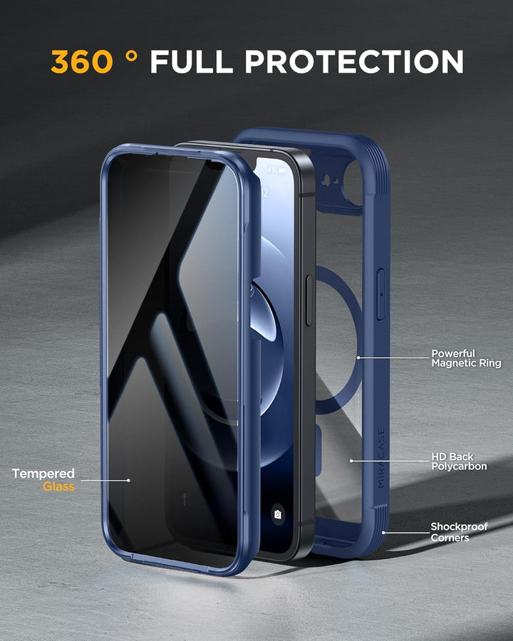 Miracase Sichtschutz Hülle für iPhone 17e / iPhone 16e für MagSafe, Vollschutz Stossfest, Integriert