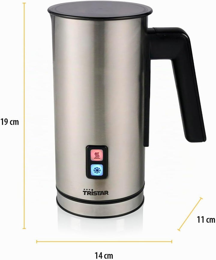 Tristar Elektrischer Milchaufschäumer, kalter und warmer Milchschaum, für 150 ml Milchschaum oder 30