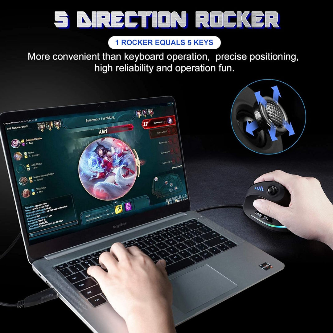 TKMARS Gaming Maus, Optische Vertical Gaming Mouse mit Joystick,Ergonomisches Design Vorbeugung gege