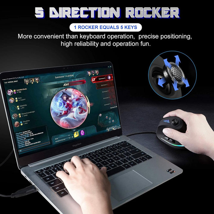 TKMARS Gaming Maus, Optische Vertical Gaming Mouse mit Joystick,Ergonomisches Design Vorbeugung gege