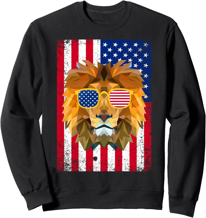 Patriotic Lion 4th of July Sunglasses USA American Flag Sweatshirt