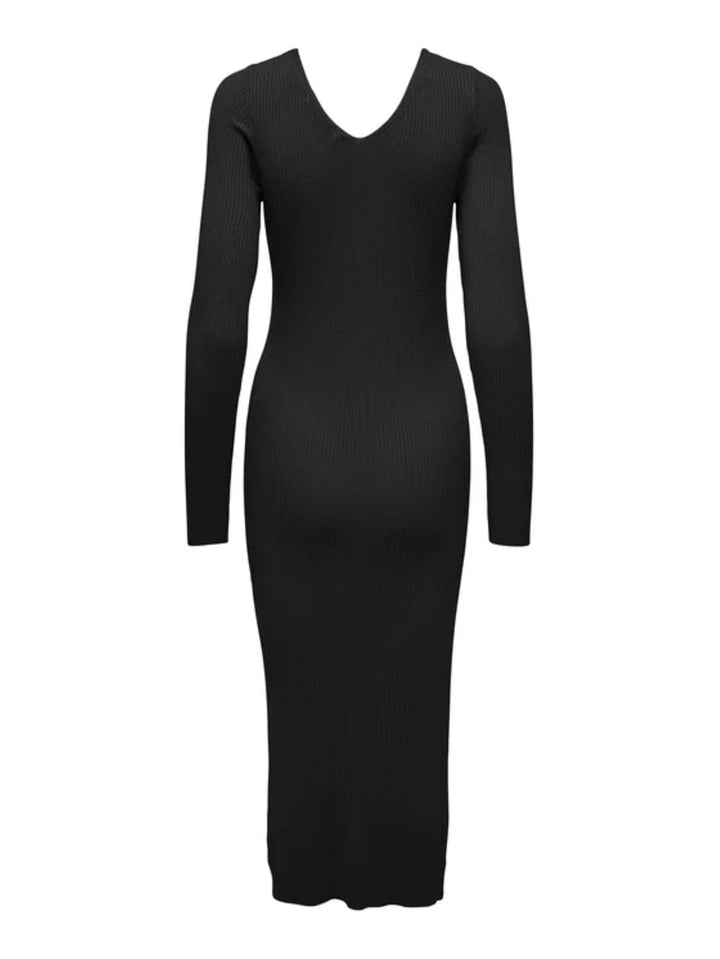 VERO MODA Damen Onljulie Life Ls V-neck Maxi Dress Knt S Schwarz, S Schwarz