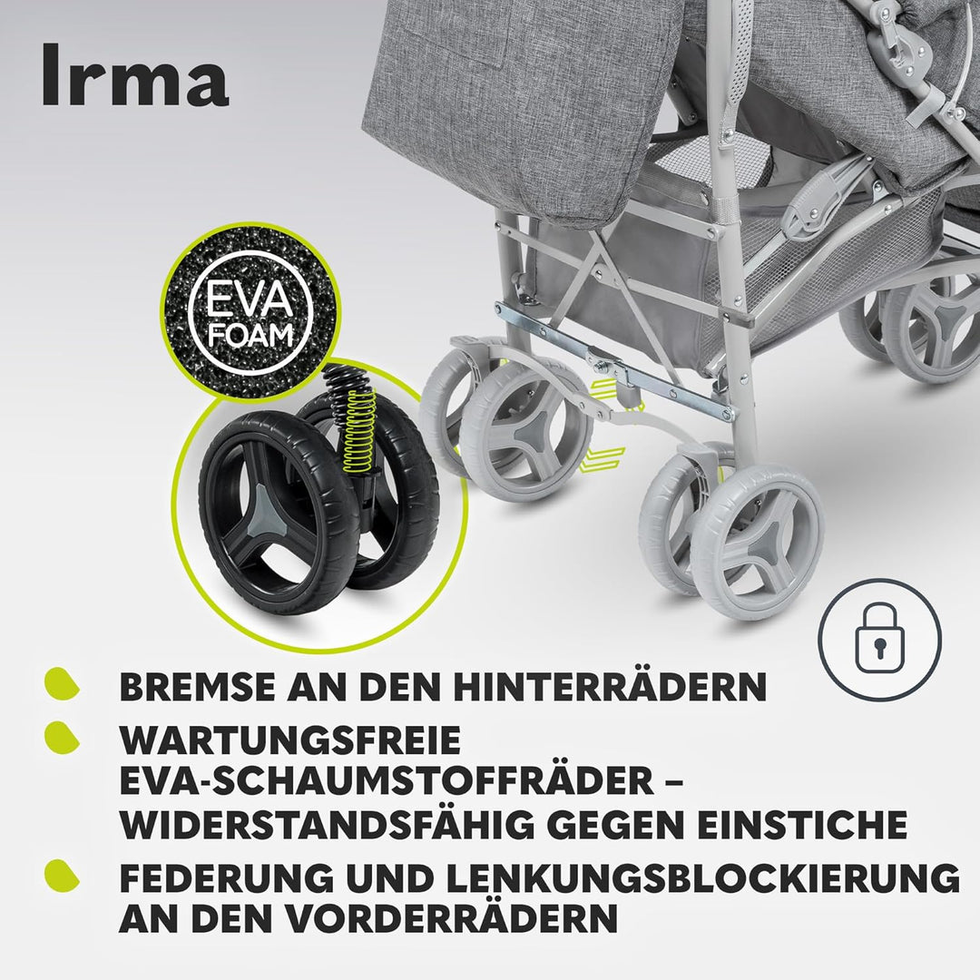 LIONELO Irma Kinderwagen bis 15 kg, Kinderwagen, leichter moderner Kinderwagen mit Liegefunktion, fa