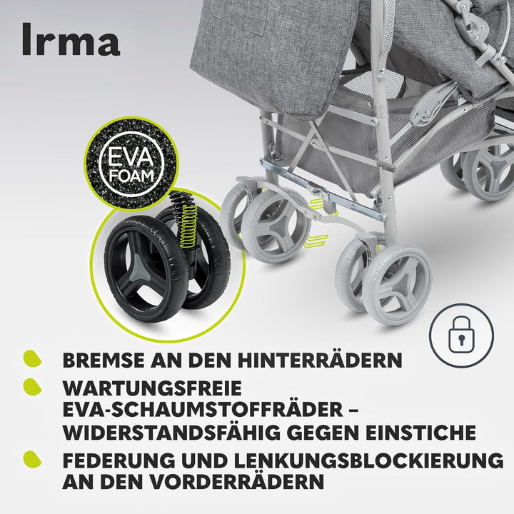 LIONELO Irma Kinderwagen bis 15 kg, Kinderwagen, leichter moderner Kinderwagen mit Liegefunktion, fa