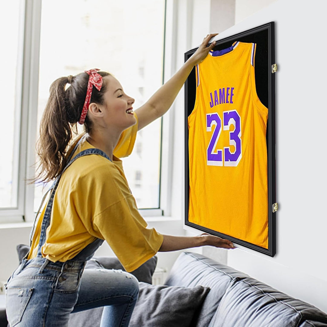 Nice C Jersey Frame Display Case Large Shadow Box Sports Jersey Display Case with 98% UV Protection,