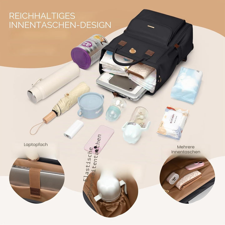 Wickeltasche, Rucksack, multifunktional, wasserabweisend, mit Haken, lässige Wickeltasche zum Aufhän