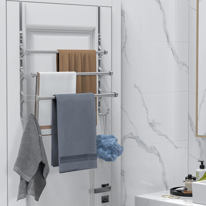 Teleskop Tür-Handtuchstange Bad 35-60cm | Türgarderobe zum Einhängen Badezimmer, 3-stufiger Handtuch
