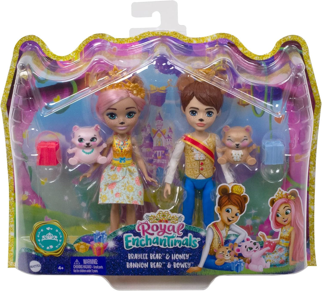 Enchantimals GYJ07 - Bären 2er-Pack, mit Braylee Bear & Bannon Bear Puppen (ca. 15,2 cm) und 2 Tiere