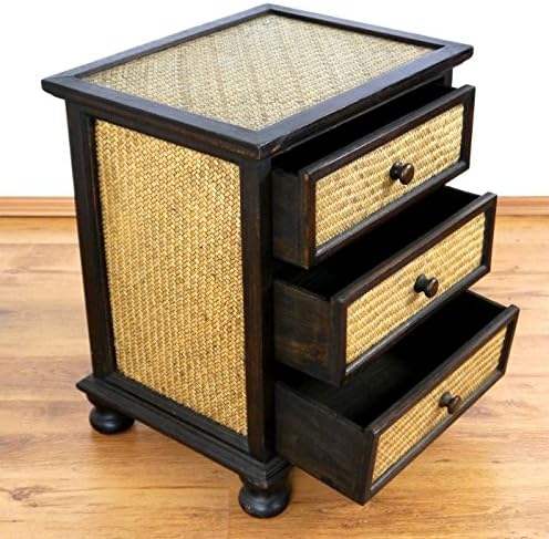 livasia Asiatischer Rattankommode, Nachtschrank, Nachtkommode (Nr.20)