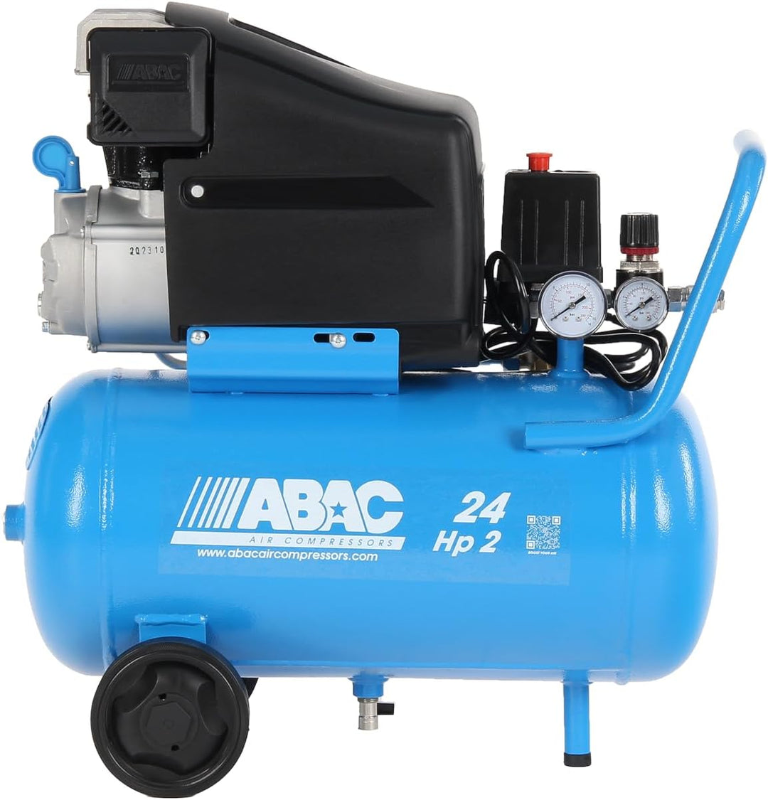 ABAC Luftkompressor POLE POSITION L20, 24-Liter Luftkompressor, Doppeldruckmesser, Max. Druck 10 Bar