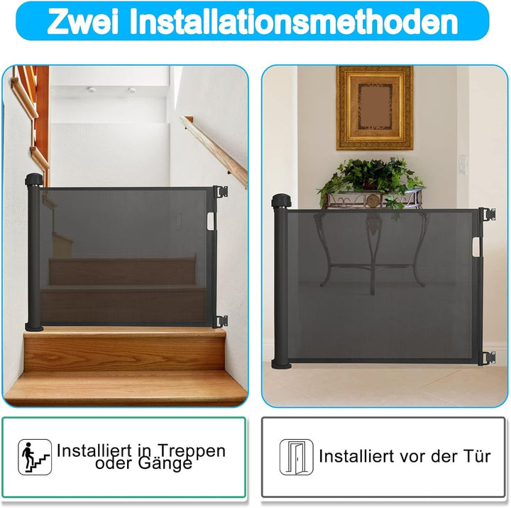 UISEBRT Türschutzgitter Ausziehbar 0-150cm, Treppenschutzgitter für Baby und Pelztiere, Kinder Schut