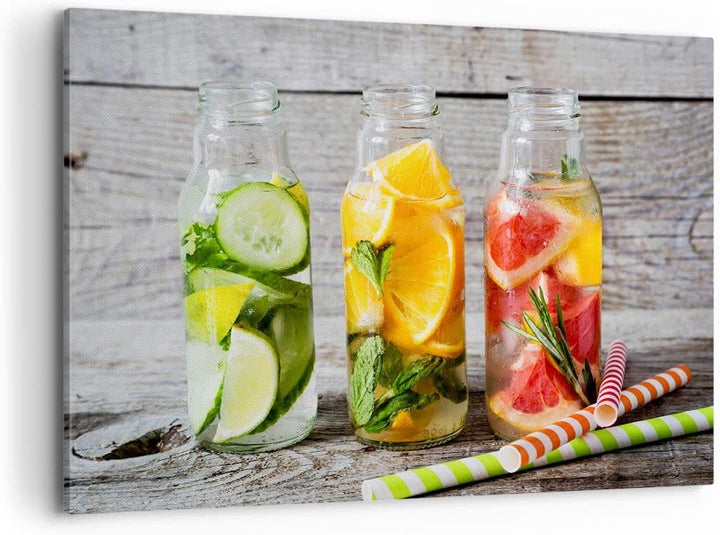 Bilder auf Leinwand 100x70cm Leinwandbild Eis Minze Erfrischung Getränke Gross Wanddeko Bild Schlafz