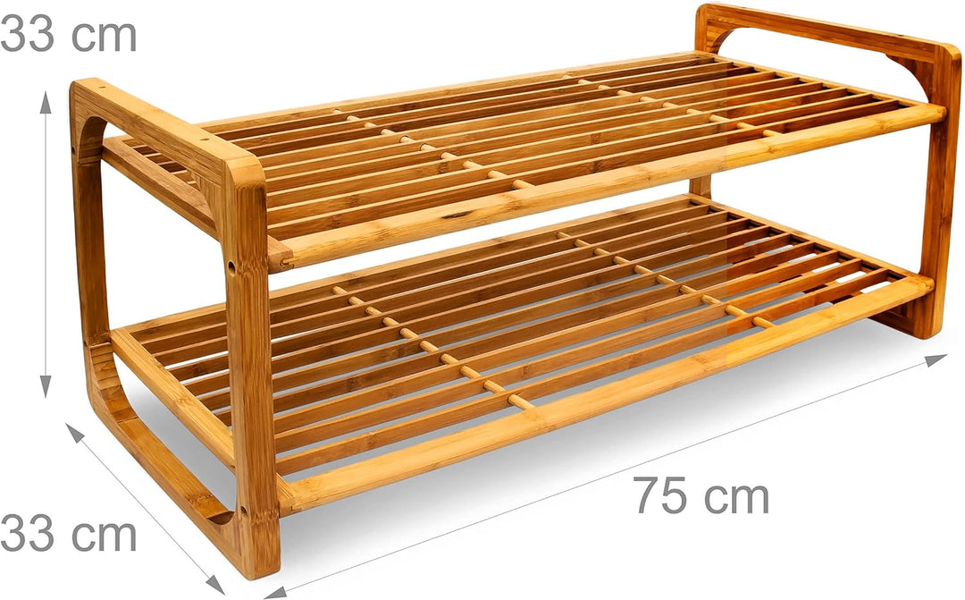 Relaxdays Schuhregal Bambus H x B x T: ca. 33 x 75 x 33 cm Schuhablage aus Holz für 6 Paar Schuhe Sc
