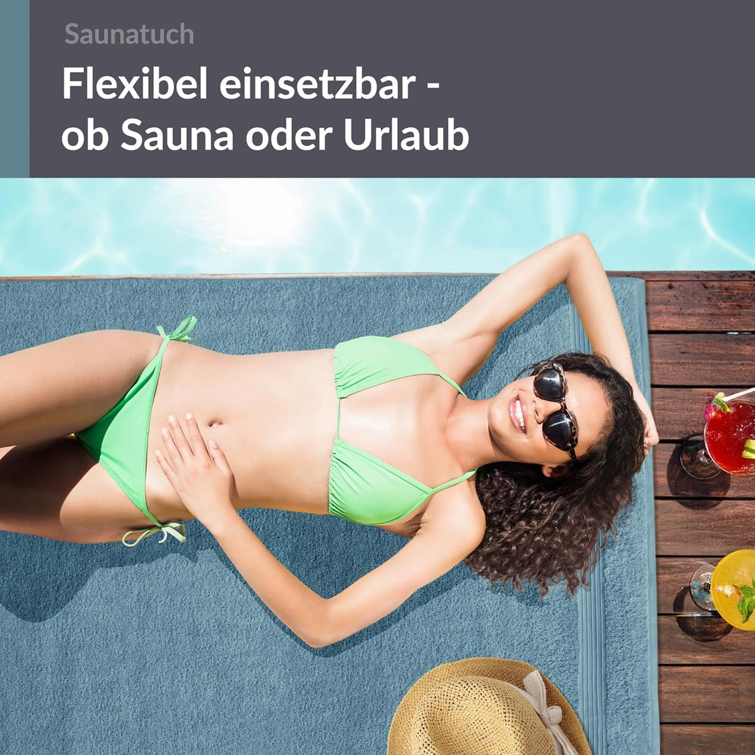 Lashuma Badehandtuch Herren Linz, Saunatuch Blau - Taubenblau, saugstarkes Strandtuch 70x200 70 x 20