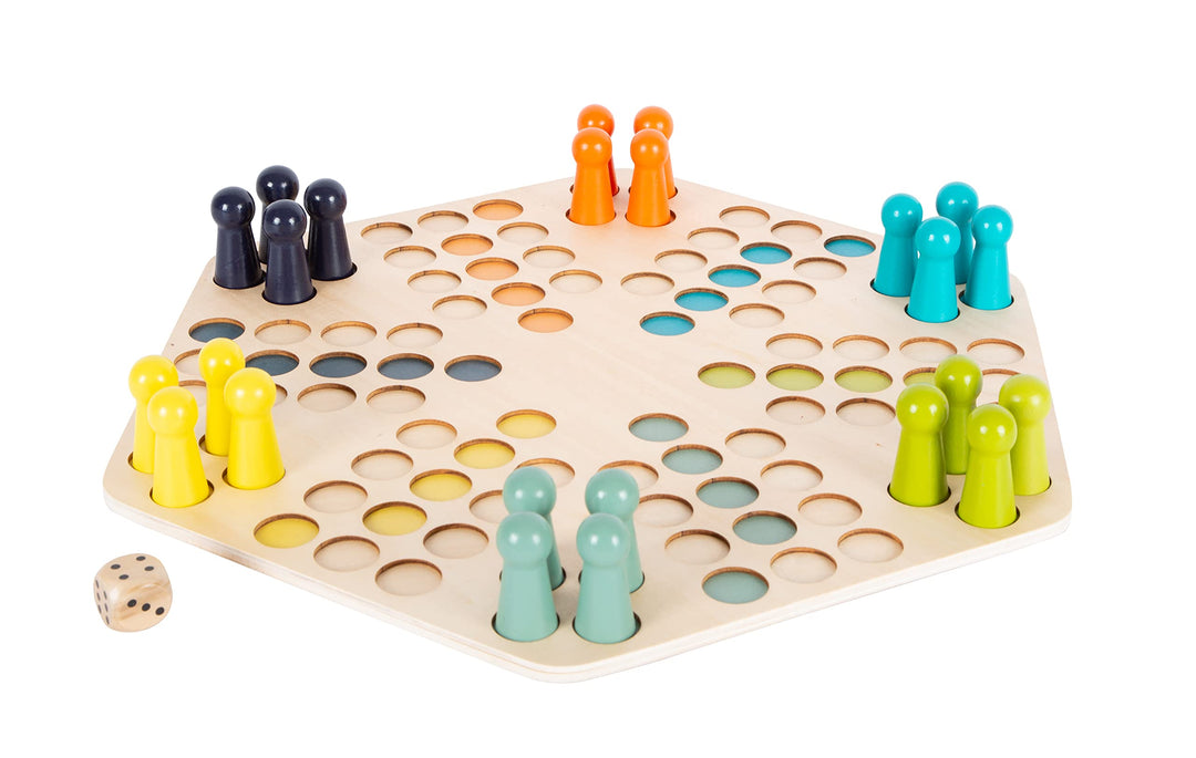 small foot Ludo für 6 Spieler XL aus Holz, Gesellschaftsspiel für die ganze Familie, für Kinder ab 4
