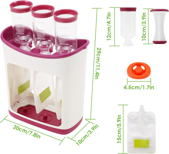 Infantino Squeeze Station,Quetschstation für Babynahrung mit 10 Quetschbeutel,Baby Lebensmittel BPA