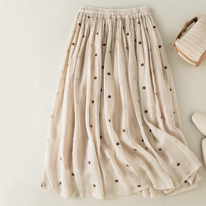Sommerrock Damen Schmaler Faltenrock Retro Elastischer Bund Arge Baumwolle Leinen Saum Langer Rock F
