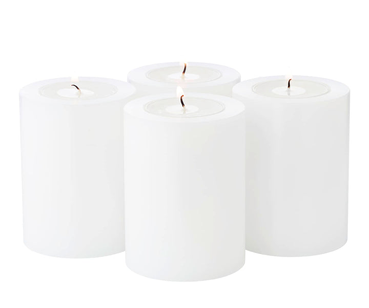 EDZARD Set 4 Dauerkerzen Cornelius (Ø 6 cm, H 8 cm) in weiss - Teelichthalter, Kerzenhalter in Kerze