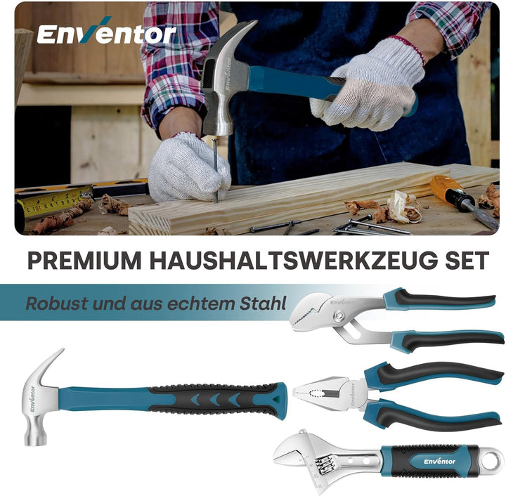 ENVENTOR Kleiner Werkzeugkoffer für Frauen, Haushalts Werkzeug-Set, Werkzeugkasten Rosa, Universal K