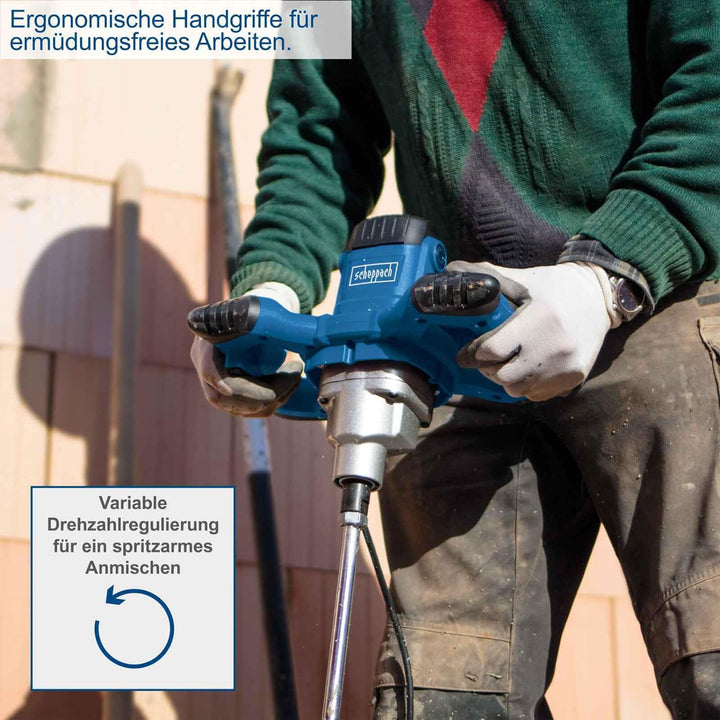 Scheppach Rührwerk PM1200 Handrührwerk | 1200W Leistung | Stablänge 550mm | Rührkorb-Ø 120mm | Drehz