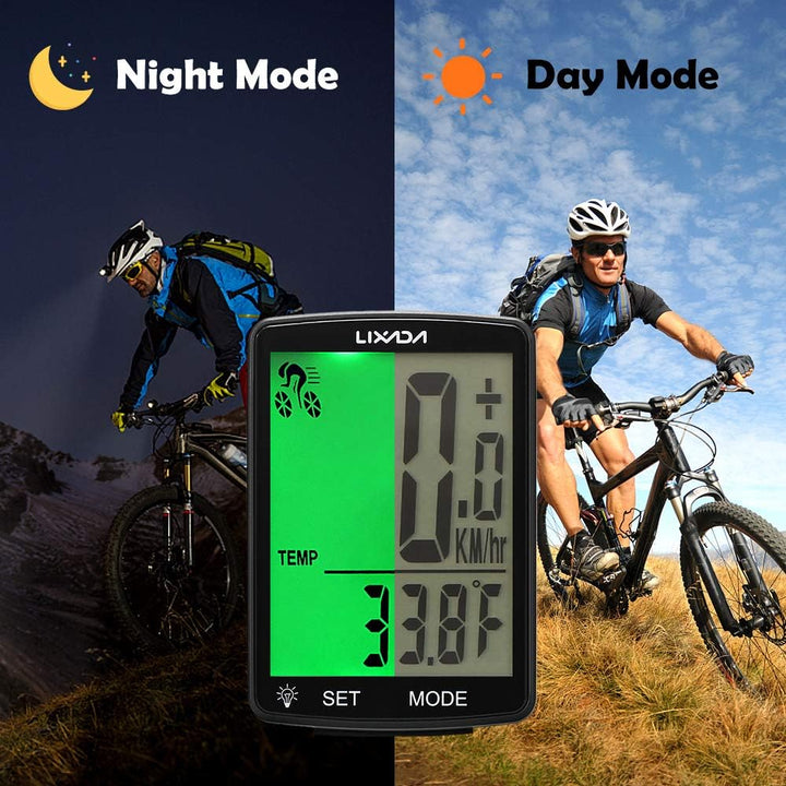 Lixada Fahrradcomputer Drahtloser multifunktionaler LCD-Bildschirm Fahrrad Regendichter Tachometer K