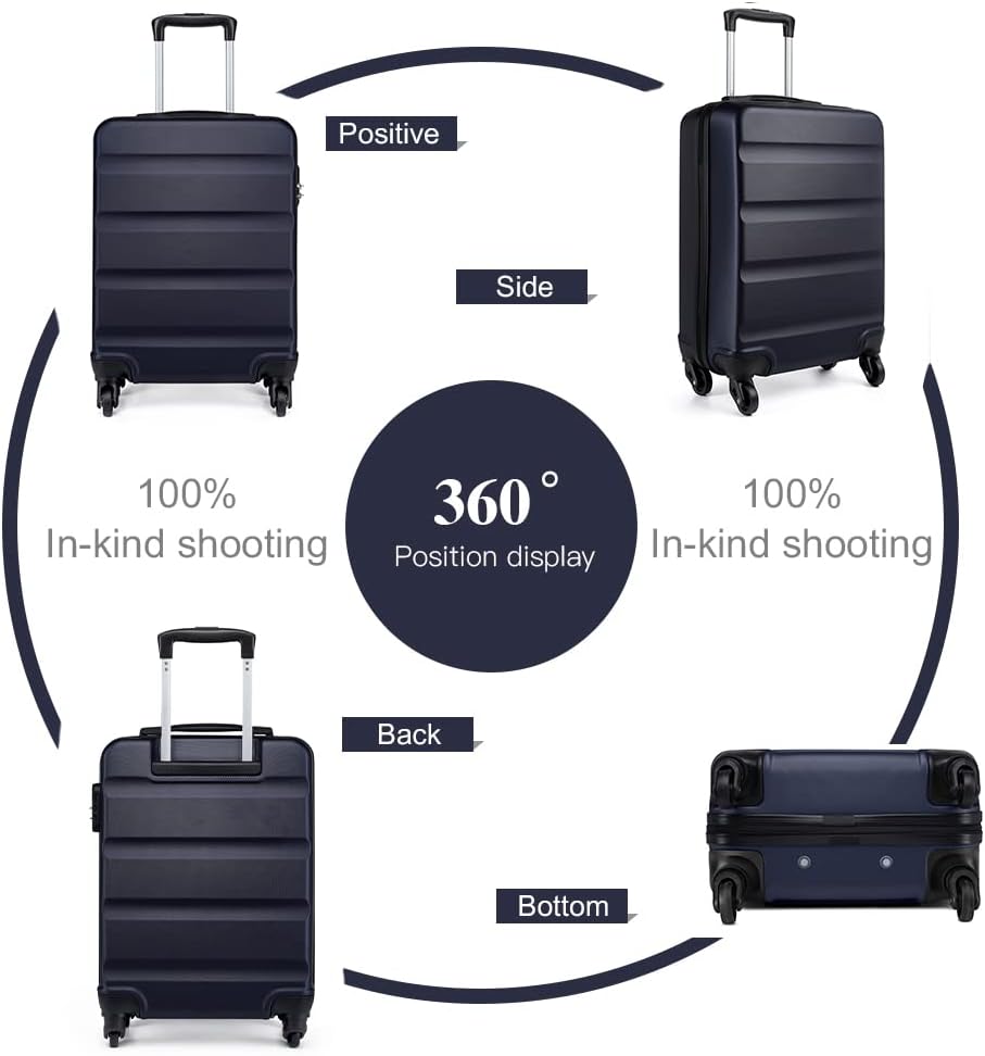 KONO Handgepäck Koffer Klein Reisekoffer mit Rollen und TSA Schloss, Koffer Trolley Handgepäck Flugz