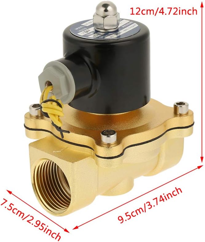 Elektroventil, DC 12V 1 Zoll Messing 2-Wege 2-Position Elektromagnetventil Magnetisch Luft Normalerw