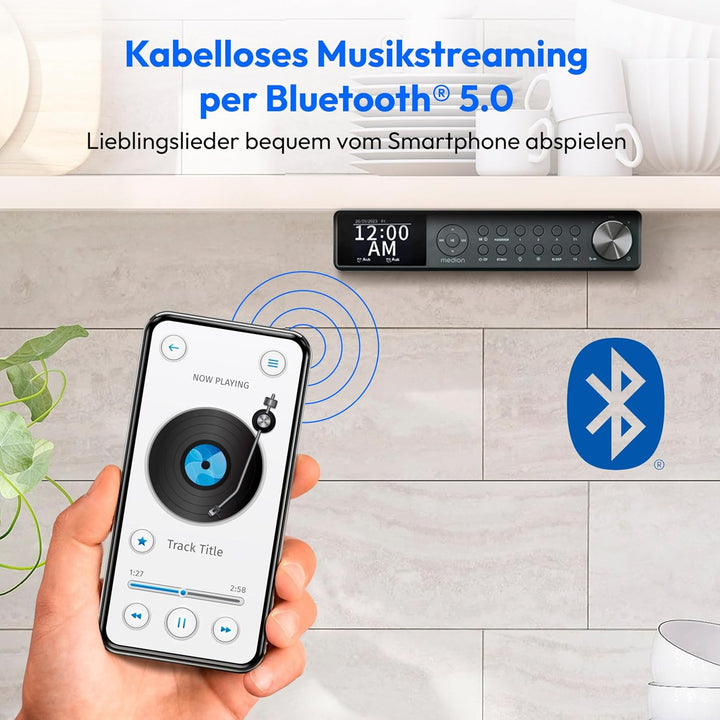 MEDION P66750 Küchen Unterbauradio (DAB+ Küchenradio, PLL UKW Radio, dimmbares TFT Farbdisplay, Koch