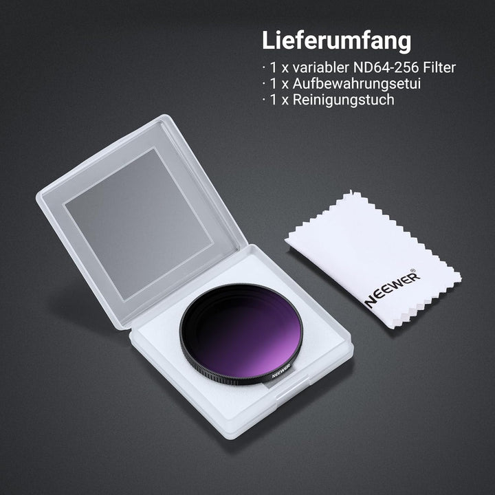 NEEWER Variabler ND Filter kompatibel mit DJI Osmo Action 5 Pro/4/3, ND64-256, 6-8 Stop, Snap On, me