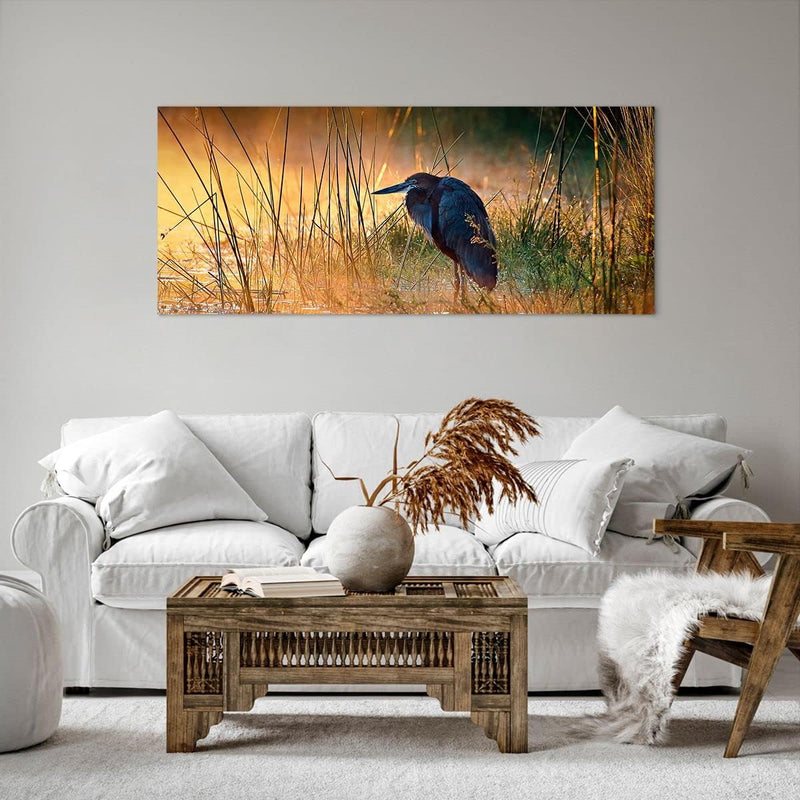 Wandbilder Dekoration Wohnzimmer Vogel Natur Wasser Panorama Bilder auf Leinwand 120x50cm Leinwandbi