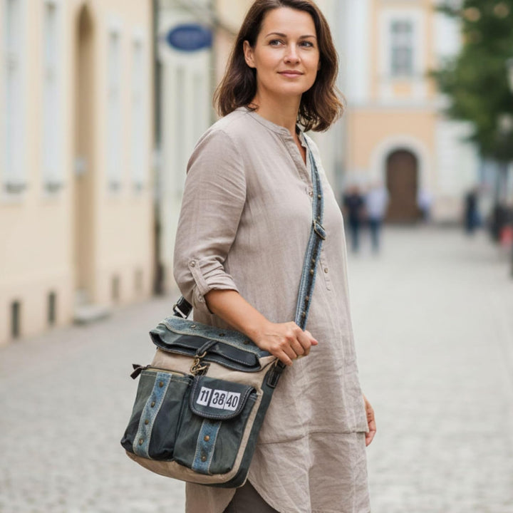 Sunsa Canvas Umhängetasche, grosse Damen/Herren Schultertasche Crossbody Tasche. Unisextasche Vintag