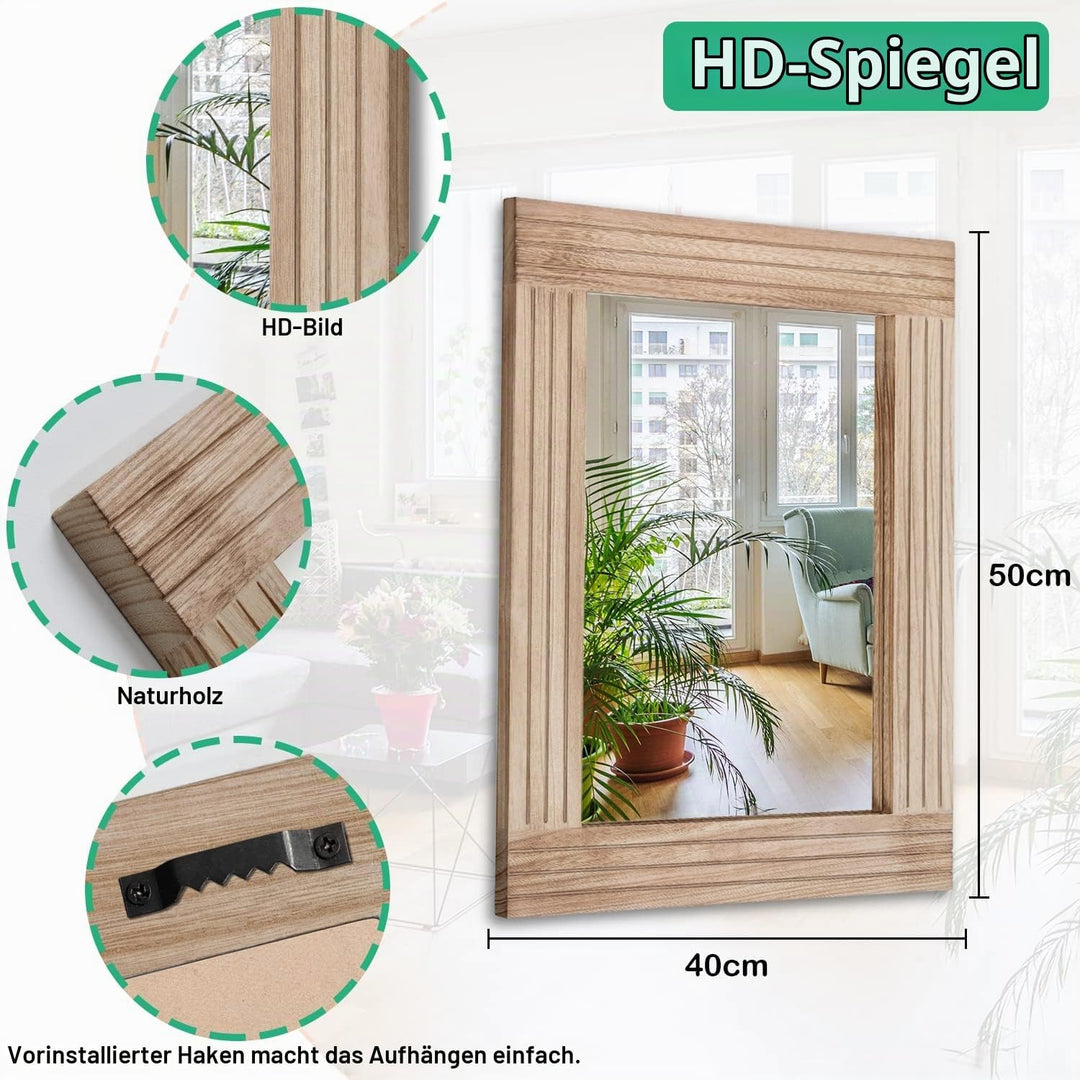 Spiegel, rechteckig, Retro, aus Holz, Wandmontage, Farmhouse, Schlafzimmer, Badezimmer, Eitelkeit, E