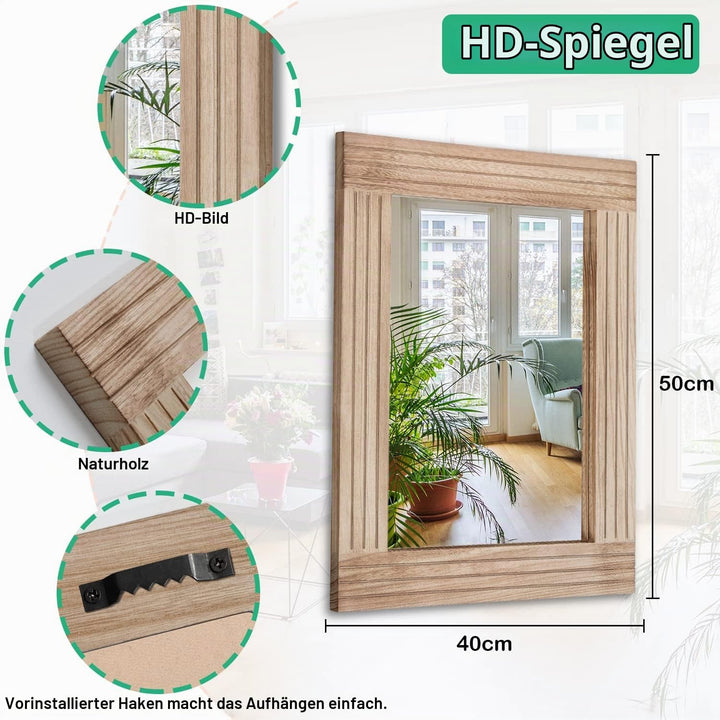 Spiegel, rechteckig, Retro, aus Holz, Wandmontage, Farmhouse, Schlafzimmer, Badezimmer, Eitelkeit, E