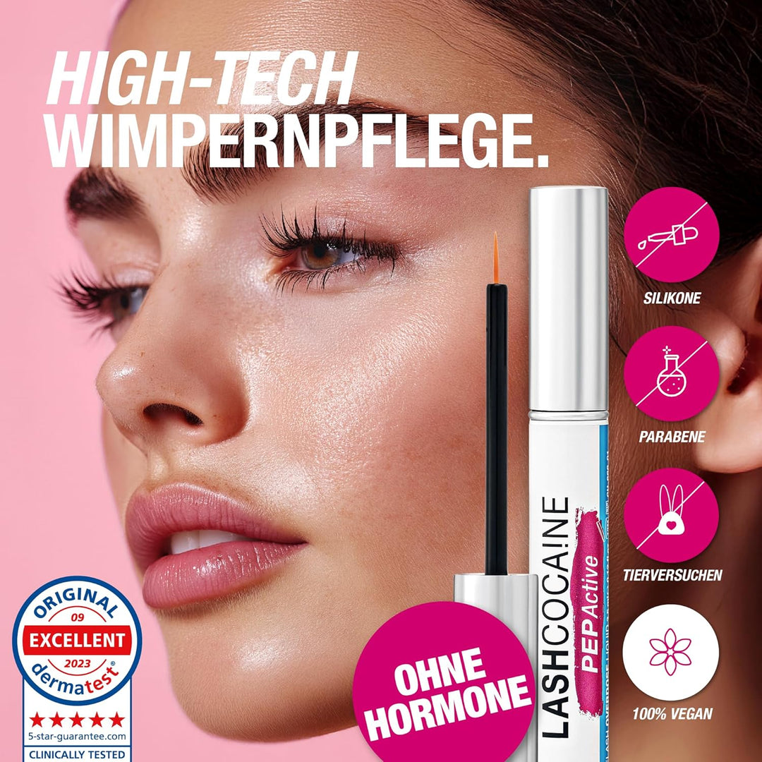 LASHCOCAINE PEP ACTIVE - Wimpernserum ohne Hormone – Schützt & kräftigt die Wimpern - Wimpernbooster