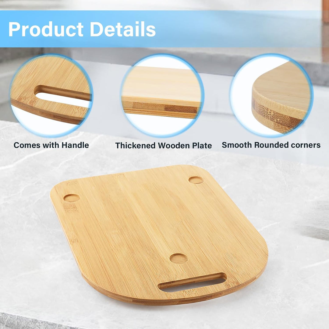 Gleitbrett für Thermomix TM6 / TM5, Holz Brett mit Rollen, Gleitbrett Zubehör mit Handgriff, Rollbre