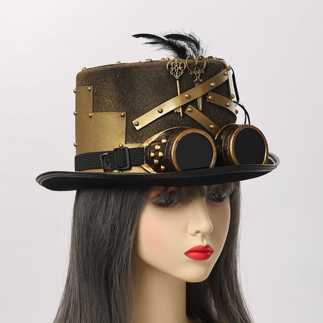 GRACEART Steampunk Hut Vintage Zahnräder und Nieten Hut Steampunk Zylinder M Style02, M Style02