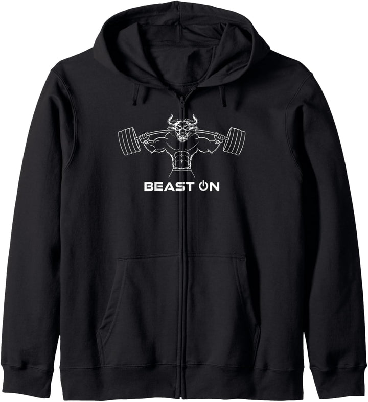 Gym Bulle Beast ON Fitness | GYM Motivation Fitness Sprüche Kapuzenjacke