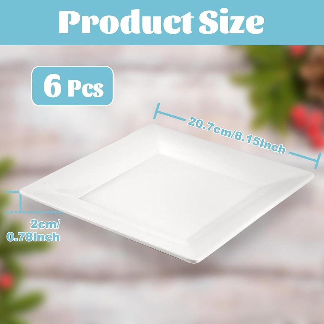 Dessertteller Speiseteller 6 Stück Weiss 20,7cm Quadratisch
