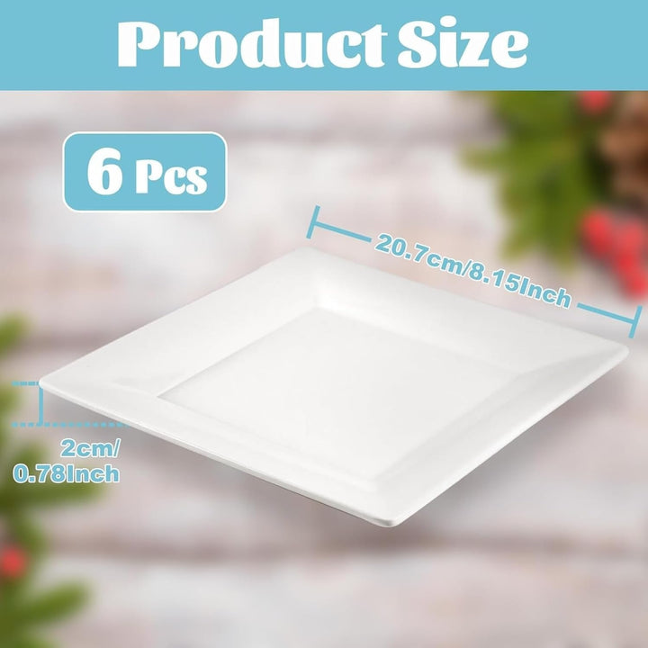 Dessertteller Speiseteller 6 Stück Weiss 20,7cm Quadratisch