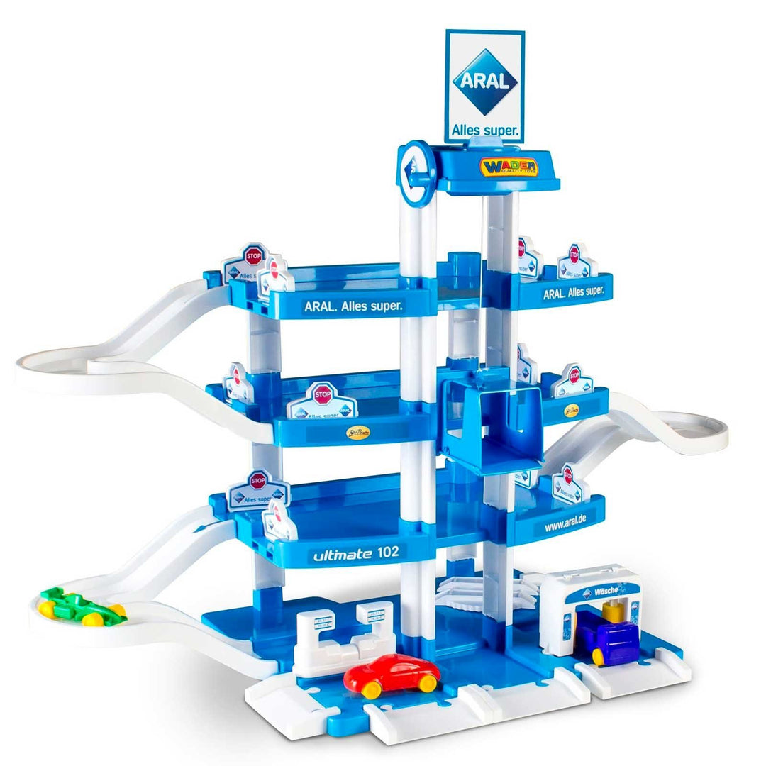 Wader Quality Toys Garage ARAL-2 mit 4 Ebenen und Autos Polesie46093