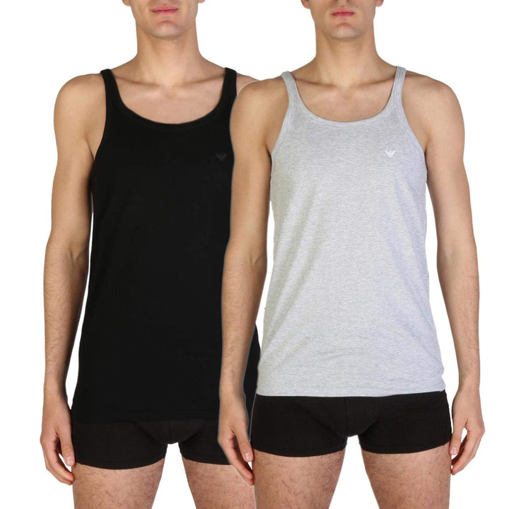 Emporio Armani Herren Schlafanzugoberteil (2er Pack), Black/Grey Melange