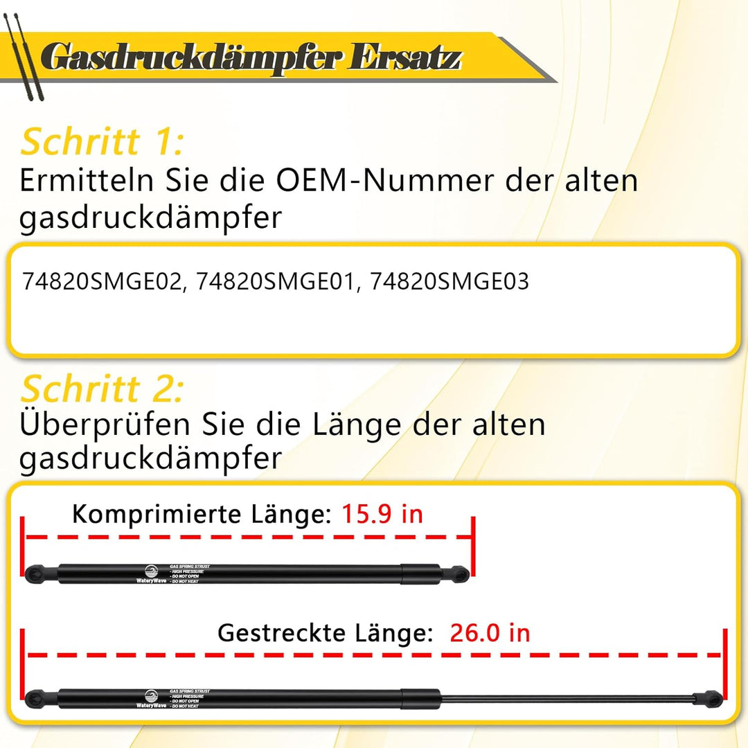 2X Heckklappendämpfer für Honda Civic VIII Hatchback FN, FK Schrägheck 2005-2017 Kofferraum-gasfeder