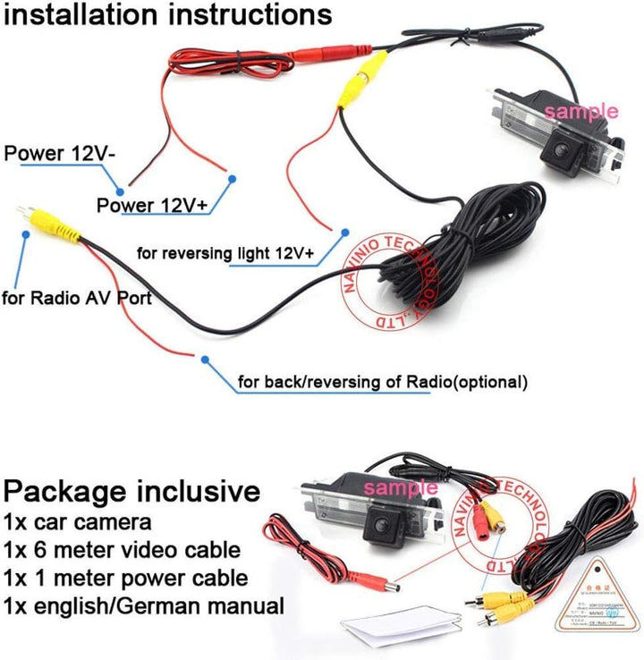 Navinio Super Pro HD Auto Rückfahrkamera Einparkkamera Kamera Einparkhilfe Farbkamera Rückfahrsystem