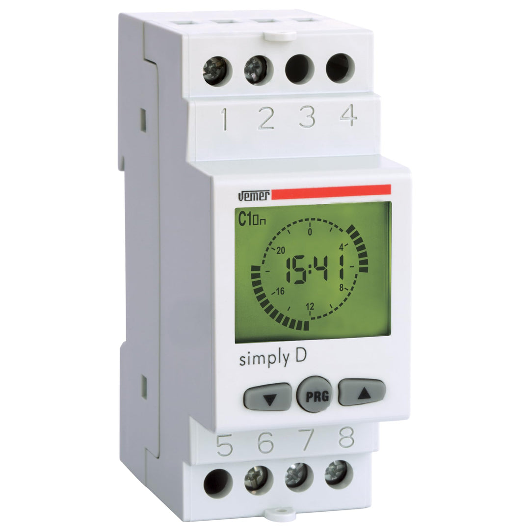 VEMER VE512000 Simply D Digitale Zeitschaltuhr mit Täglicher Programmierung, DIN-Schienenmontage, We