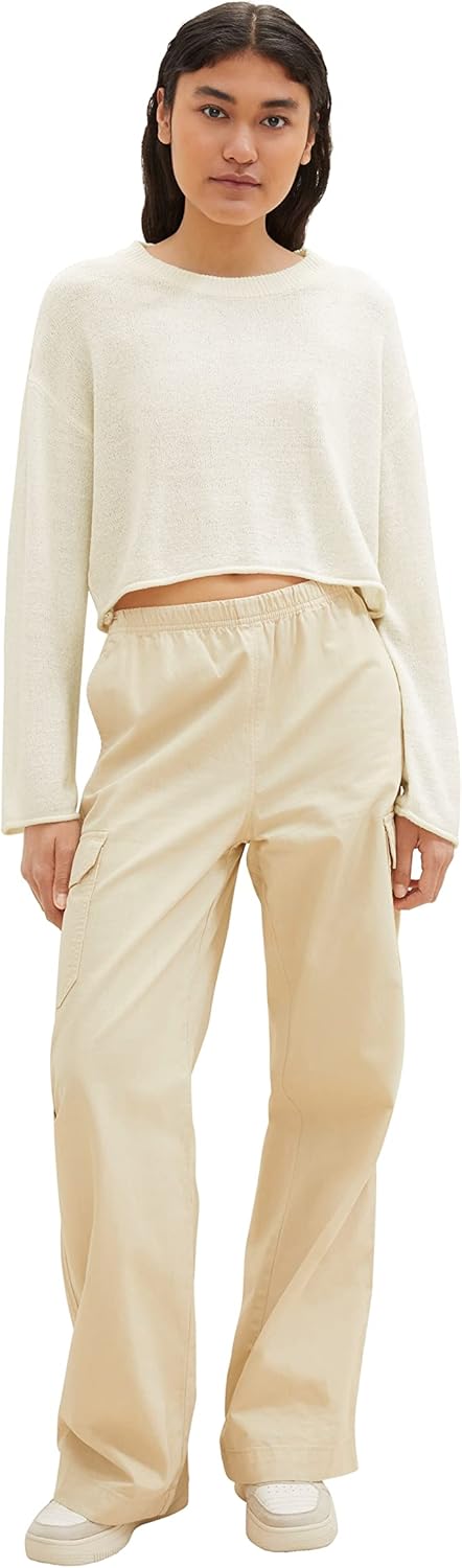 TOM TAILOR Denim Damen Denim Basic Cropped Pullover XXL 10348 - Gardenia White, XXL 10348 - Gardenia