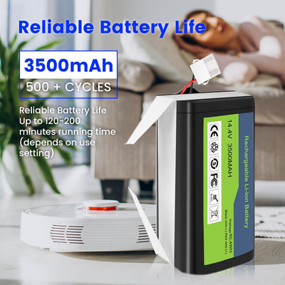 Tesvor X500 Akku, Aufgerüsteter 14.4V 3500mAh Super hohe Kapazität Li-Ion Akku für Eufy RoboVac Tesv