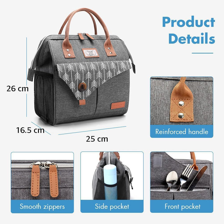 Lekesky Kühltasche Damen Lunchtasche Isolierte für Frauen Auslaufsichere Weit Geöffnete Lunchbox, 11